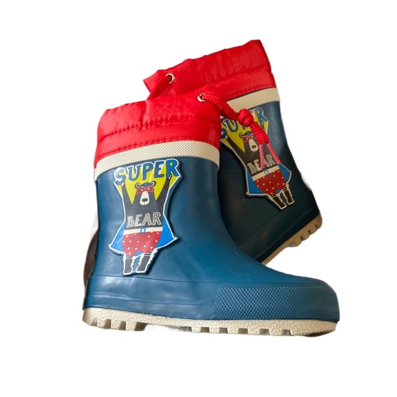 NIB BORGAMES Blue Welly Boots With Super Bear Toddler 6 - Picture 6 of 9